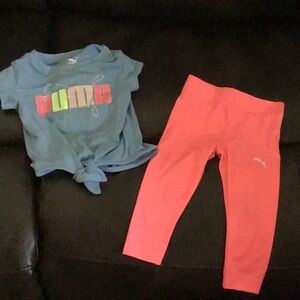 Puma Multicolor Logo Tee and Coral Leggings